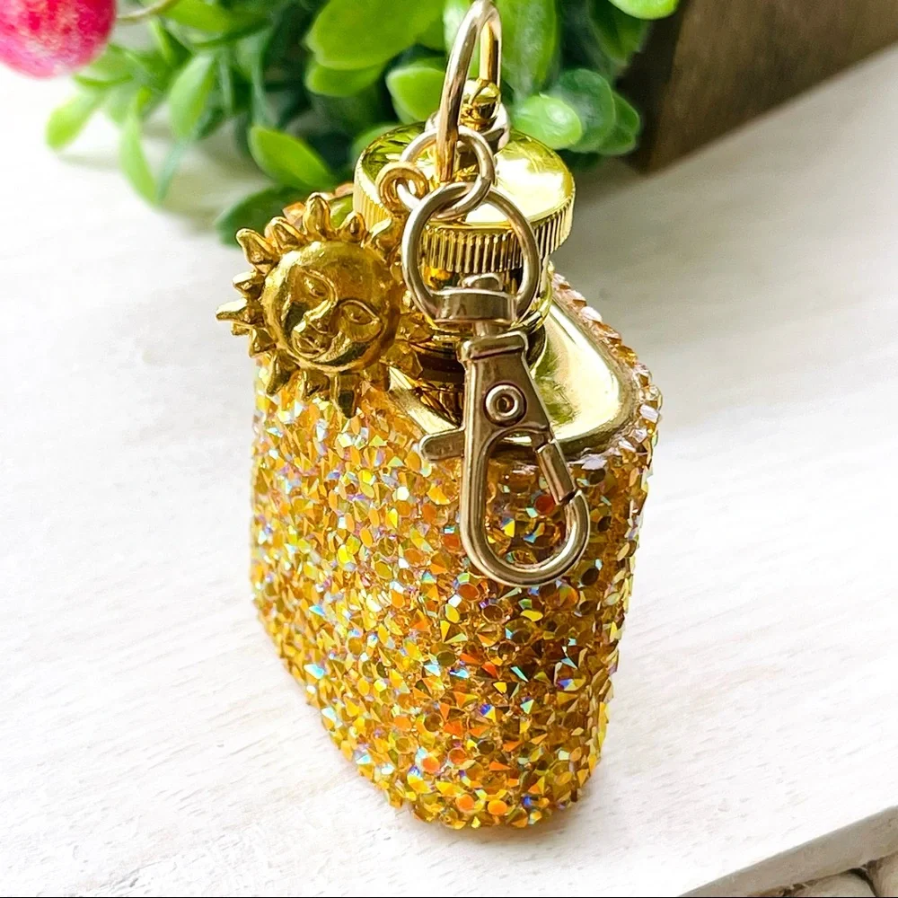 MINI FLASK crystal encrusted keyring IRIDESCENT keyfob CELESTIAL mini flask